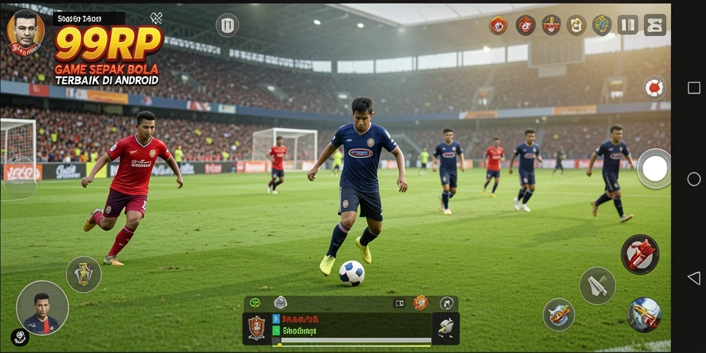 Screenshot gameplay 99RP menampilkan momen seru pertandingan sepak bola.