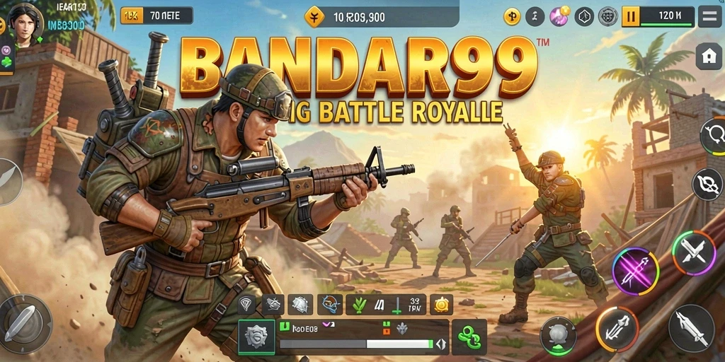 Screenshot gameplay Battle Royale BANDAR99 yang menegangkan dan penuh aksi.