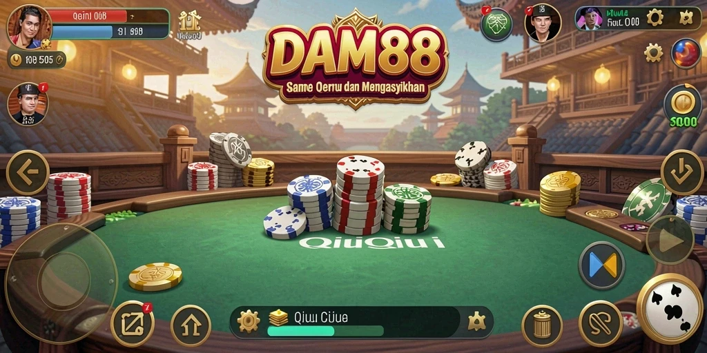 Screenshot gameplay seru dari DAM88 dengan antarmuka QiuQiu.