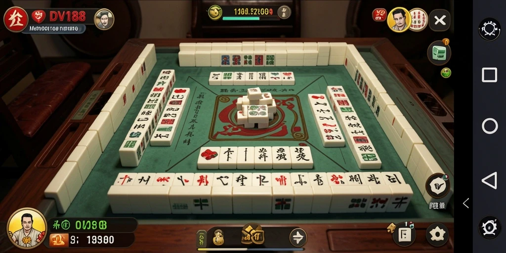 Tangkapan layar gameplay DV188 yang menunjukkan aksi Mahjong yang mendebarkan.