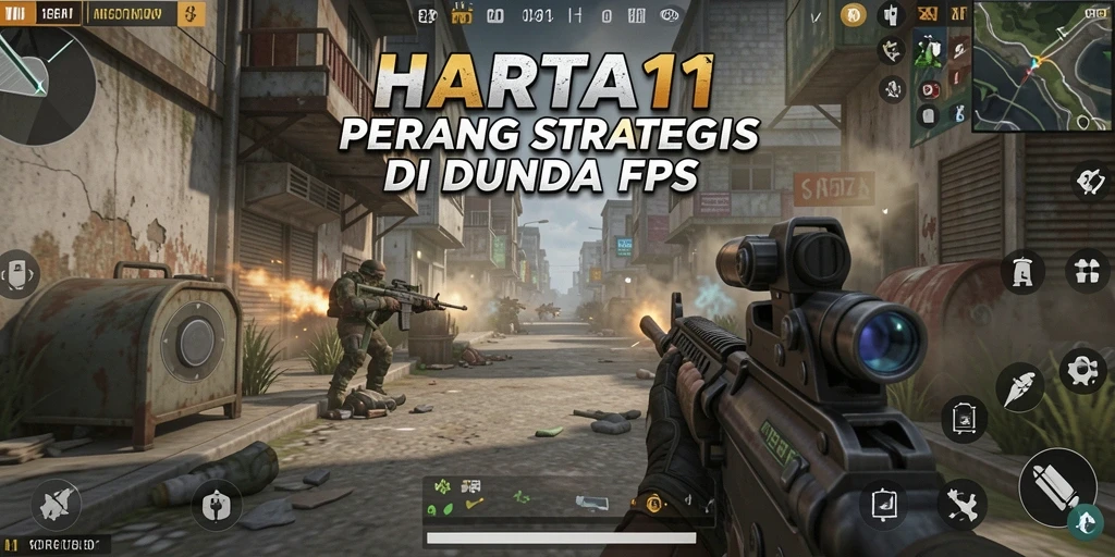 Tangkapan layar gameplay HARTA11 dengan aksi tembak-menembak yang intens.