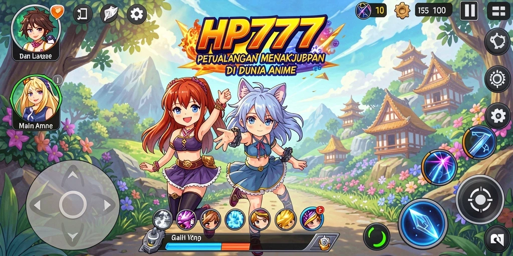 Screenshot gameplay HP777 dengan karakter anime yang menakjubkan.