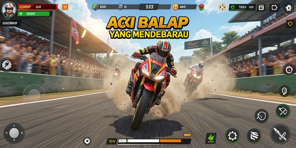 Tampilan gameplay balap seru di IDRRP dengan mobil cepat.
