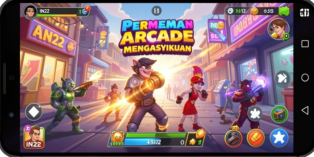 Menampilkan gameplay seru saat bermain IN22 dengan teman-teman.