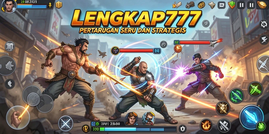 Tampilan aksi pertarungan seru di LENGKAP777.