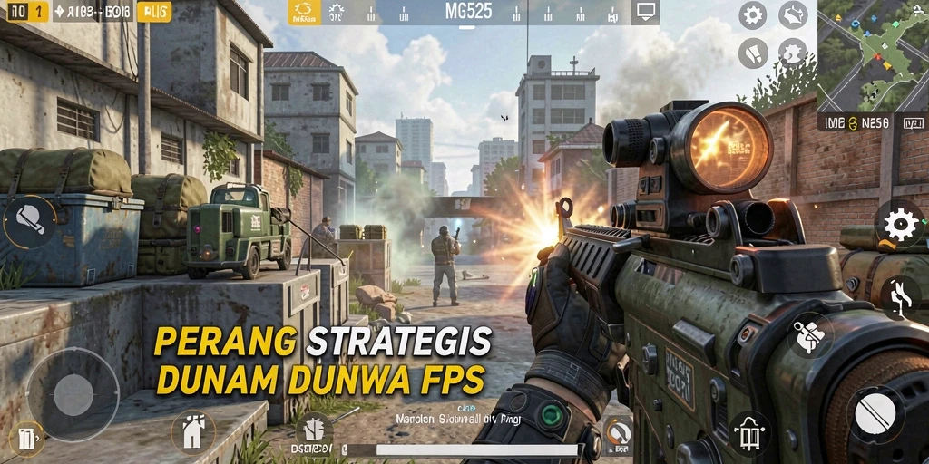 Tangkapan layar gameplay MG525 yang menampilkan aksi tembak-menembak yang intens.
