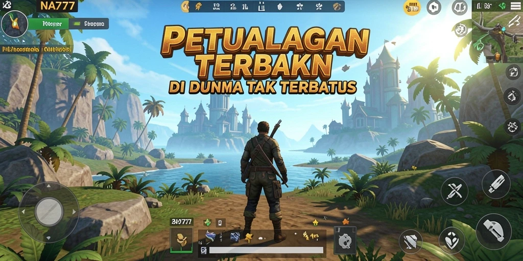 Screenshot gameplay NA777 menampilkan dunia terbuka yang luas dan menakjubkan.