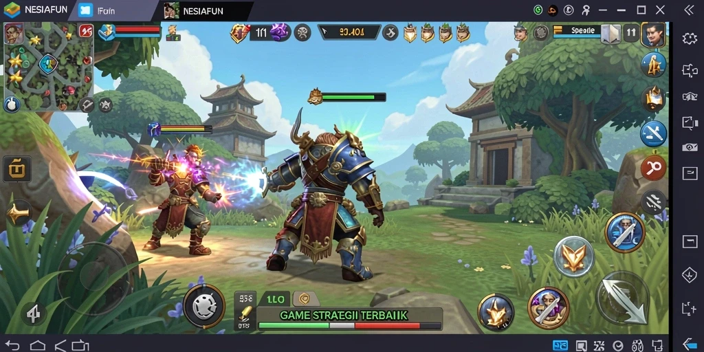 Tampilan gameplay seru dari NESIAFUN, menampilkan pertarungan strategis.