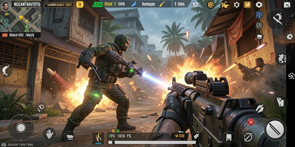 Screenshot gameplay NUSANTARATOTO menampilkan aksi pertempuran yang intens.