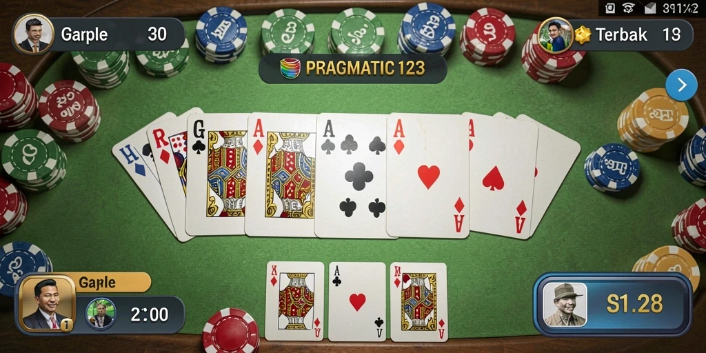 Tampilan gameplay seru PRAGMATIC123 dalam bermain Gaple.