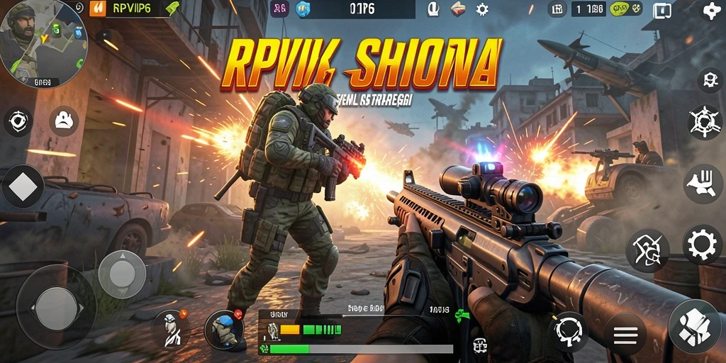 Screenshot RPVIP6 menampilkan aksi tembak-menembak yang mendebarkan dalam lingkungan 3D.