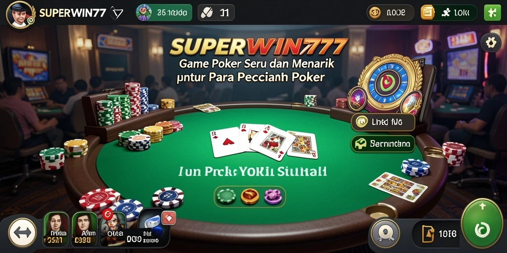 Tampilan gameplay poker yang mendebarkan dan interaktif.