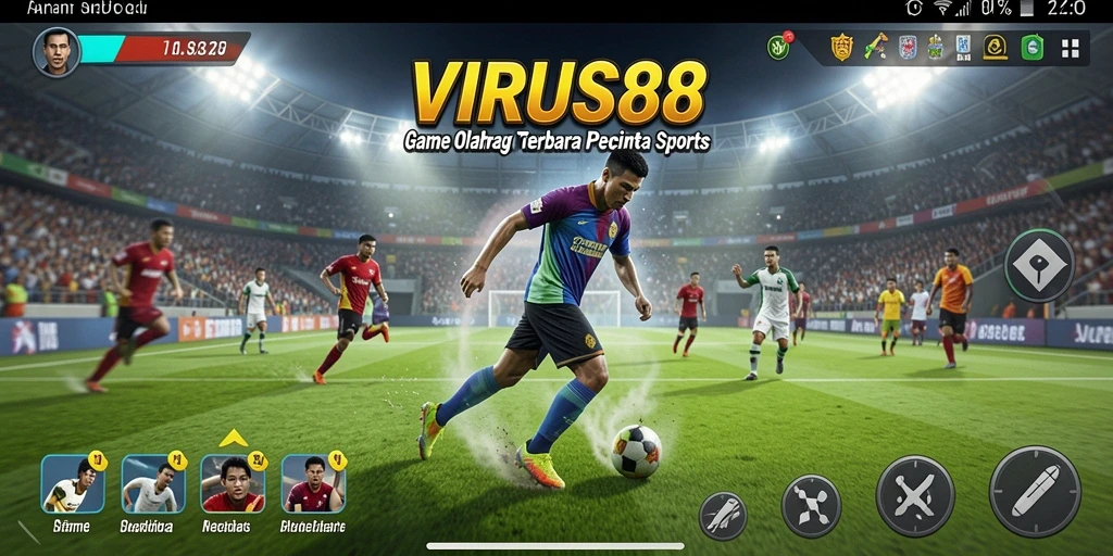 Screenshot utama VIRUS88 menampilkan aksi seru dalam permainan olahraga.