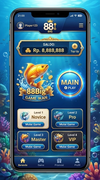 Tampilan beranda aplikasi 88big yang menarik.